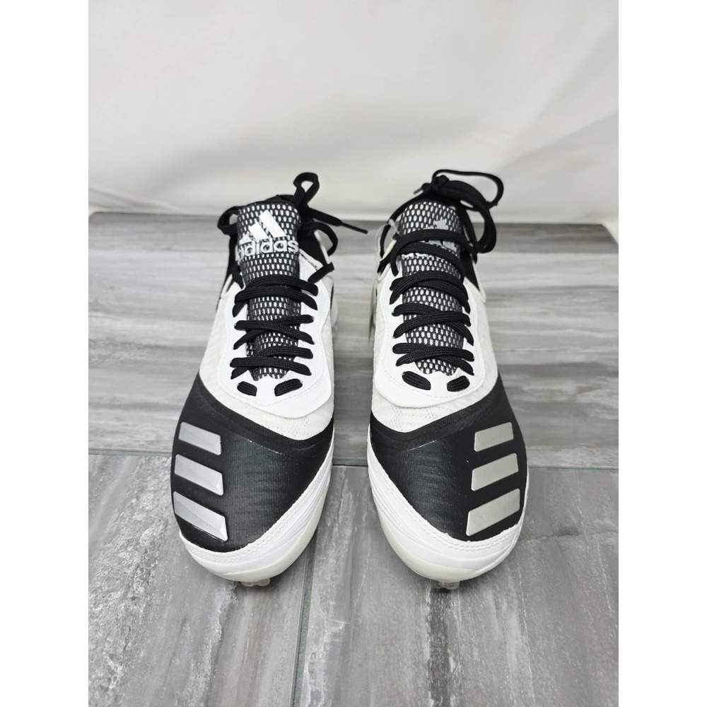 Mens‎ Size 7 Black White Silver Adidas Icon V Bounce Iced Baseball Metal Cleats - Picture 3 of 10